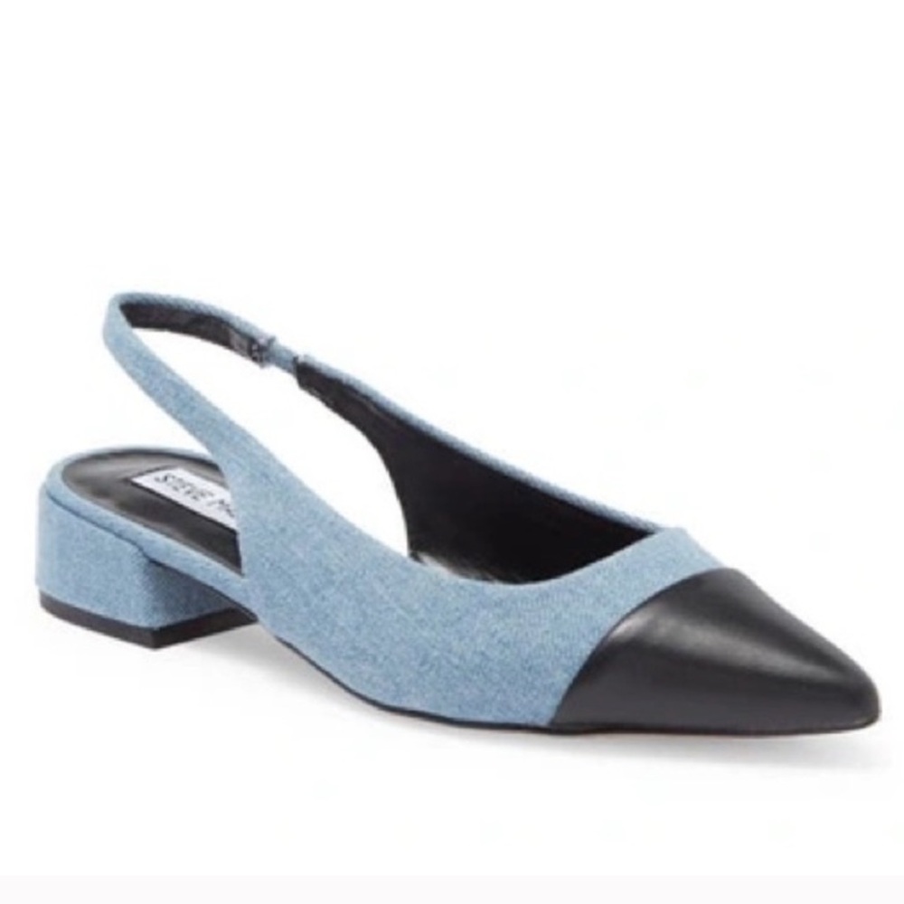 BNWOT Steve Madden Denim and Black Allure Slingback - 6.5